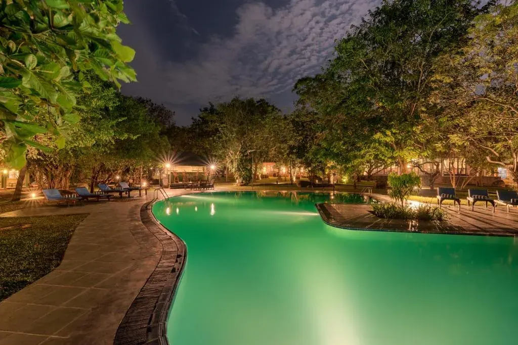 Garden chalets and pool at Hotel Elephant Reach near Yala